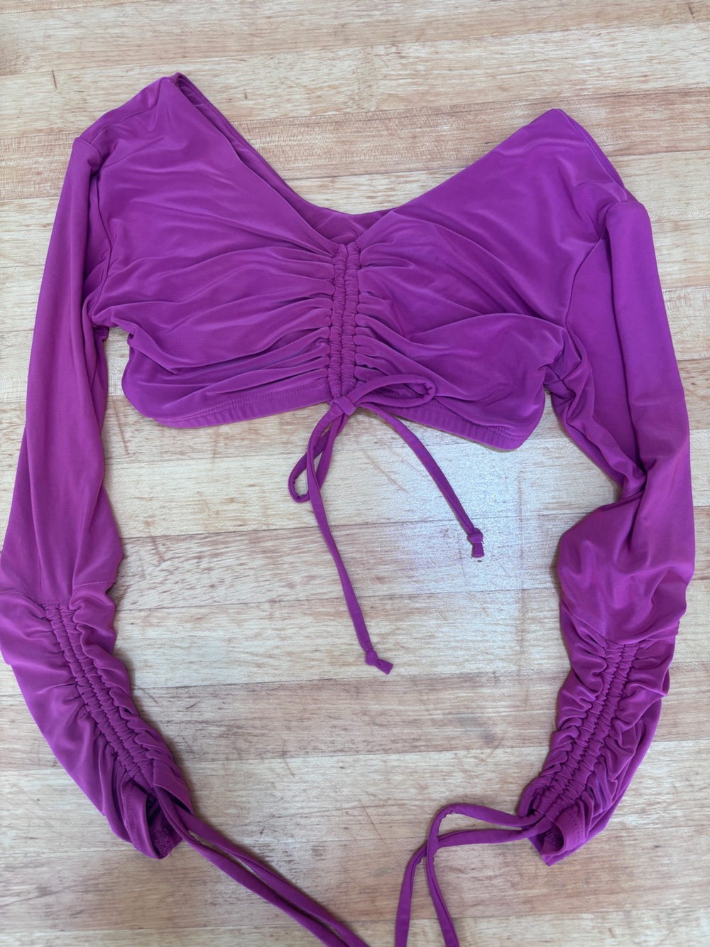 Tiger Friday CXL Magenta Long-Sleeve Crop Top